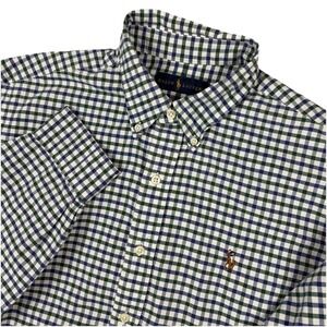 Ralph Lauren Shirt Mens Large Blue Green Plaid OCBD Oxford Button Down Preppy